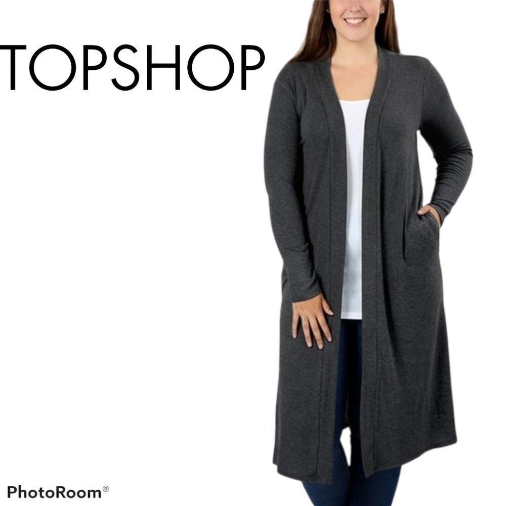 Topshop duster open front long sleeve cardigan